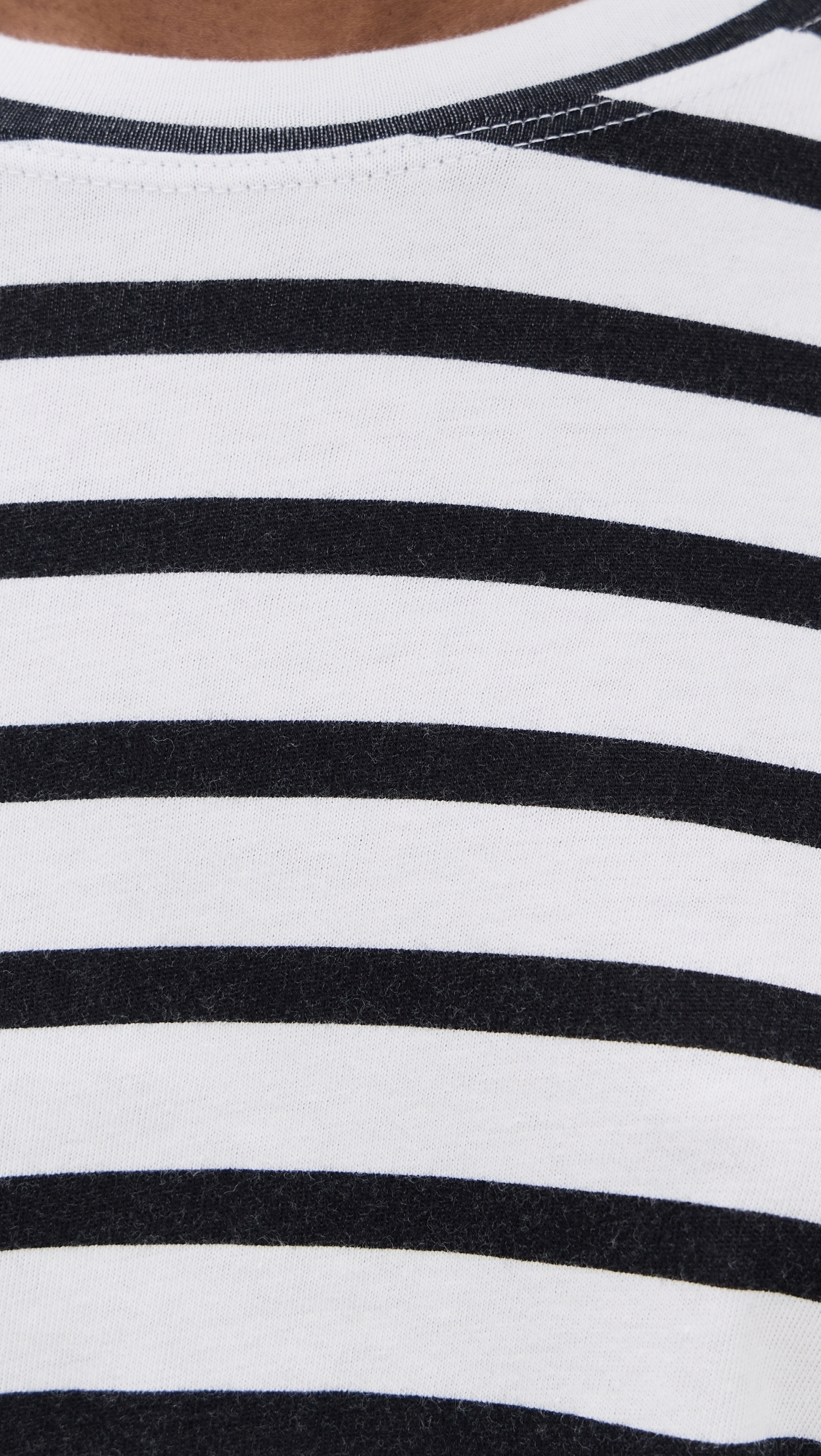 ASKK NY Cropped Long Sleeve Tee Stripe White Thin Stripe 