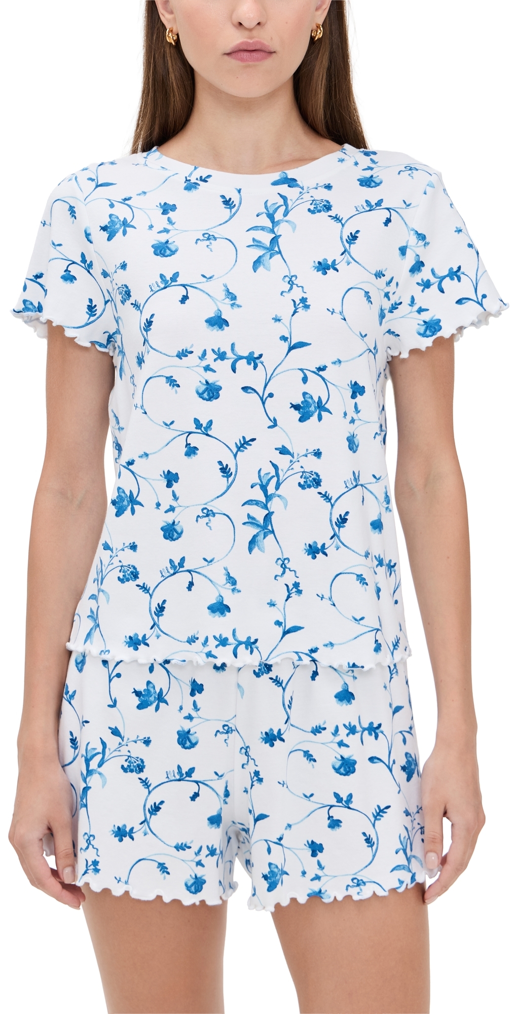 The Nina Short Pajama Set Blue Botanical
