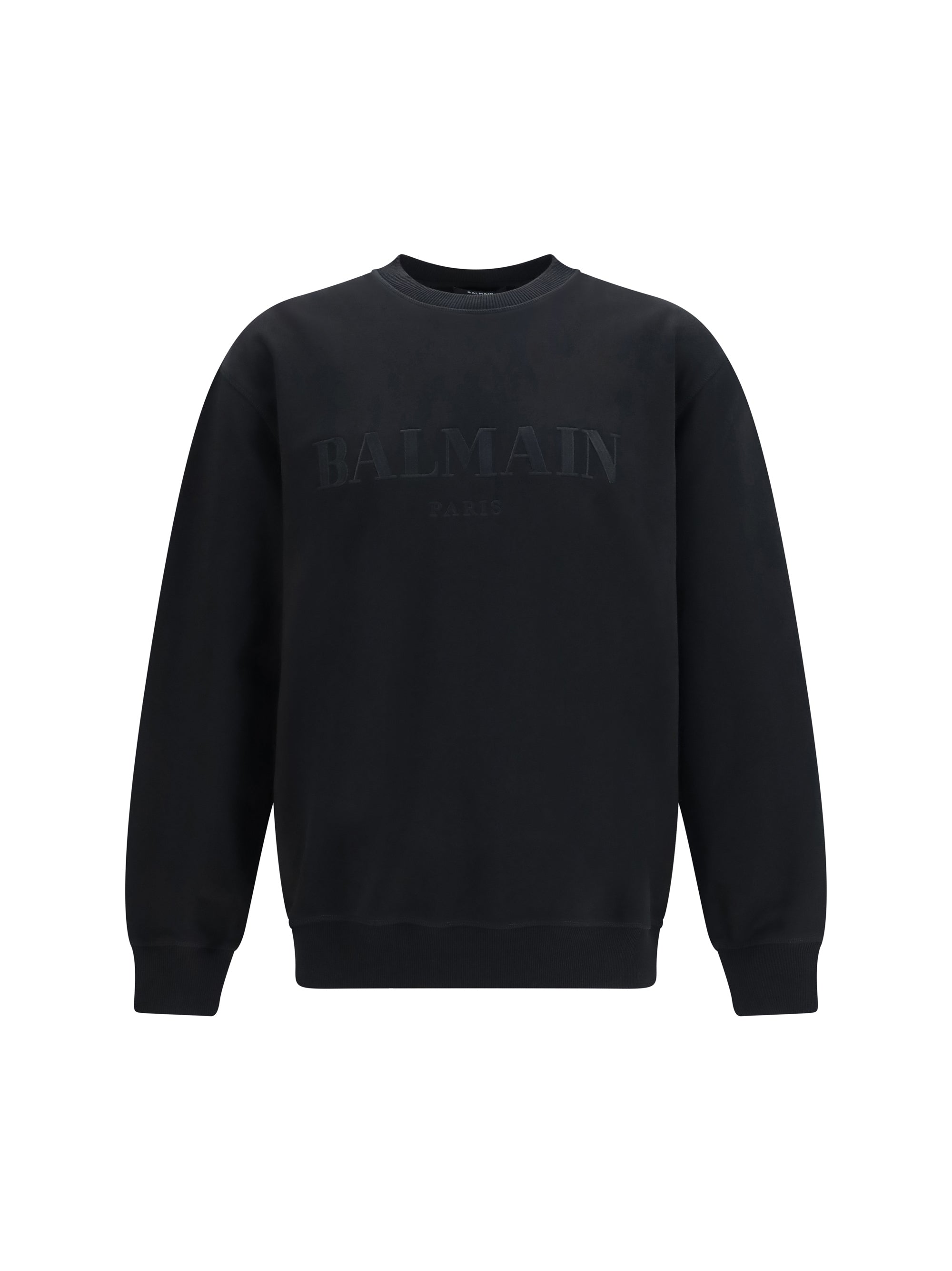 Tone-on-Tone Embroidered Logo Sweatshirt — Black
