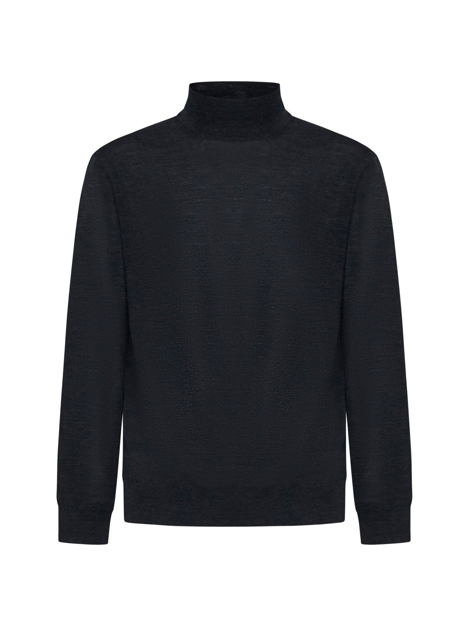 Virgin Wool Mock Neck Sweater — Gray