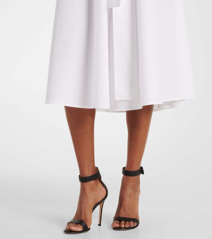 Floral-appliqué poplin shirtdress