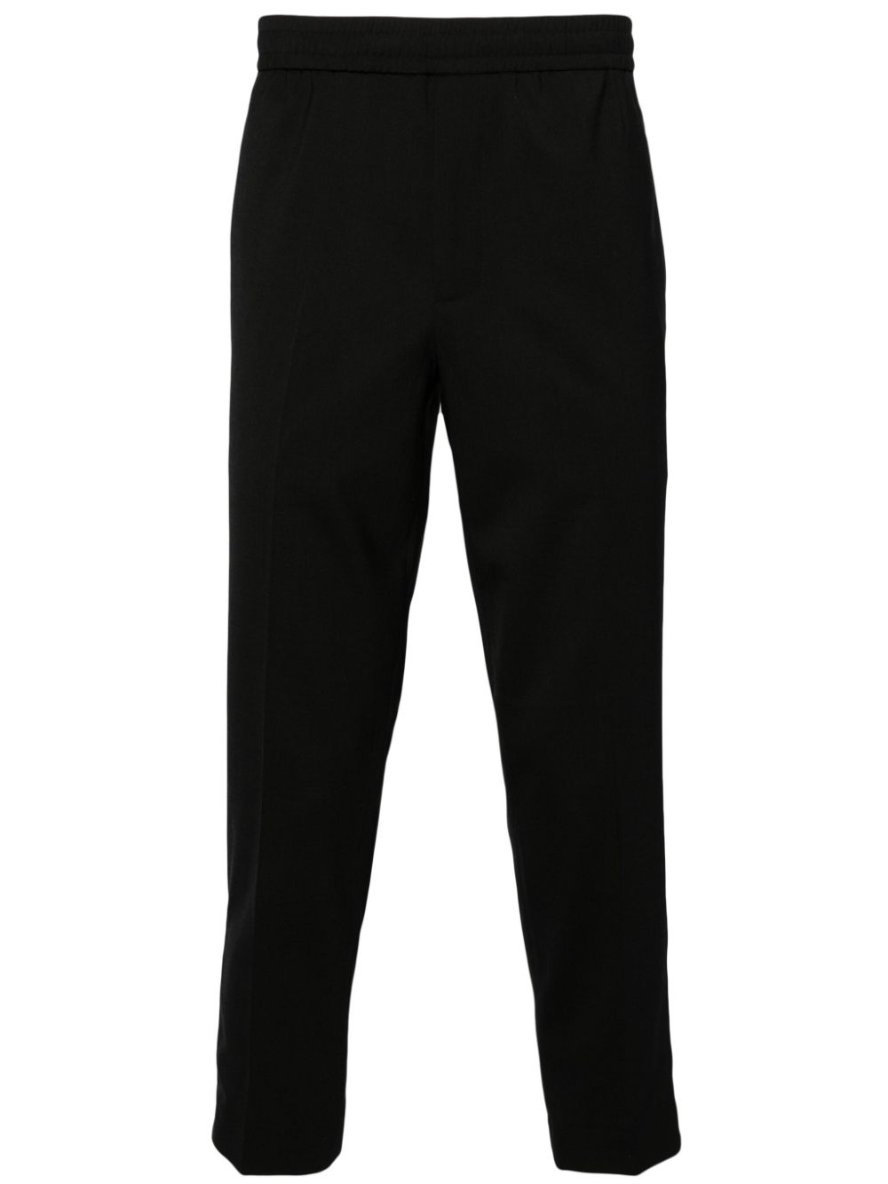 Drawstring-waist tapered trousers - Black