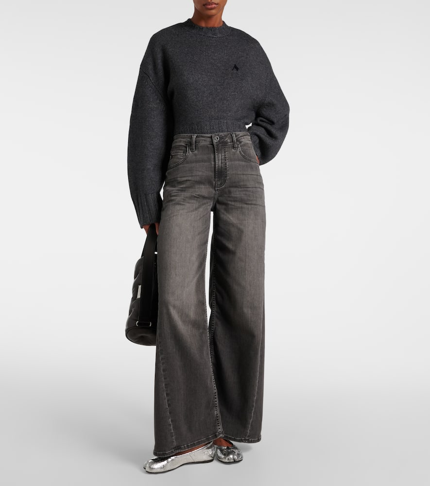 Mid-rise wide-leg jeans