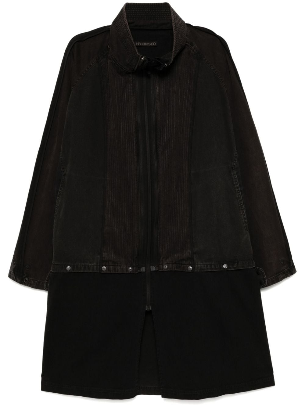 Convertible patchwork coat - Black