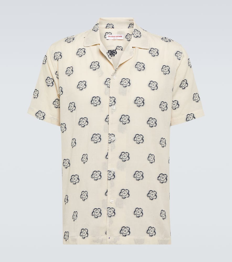 Marne cotton-blend jacquard bowling shirt