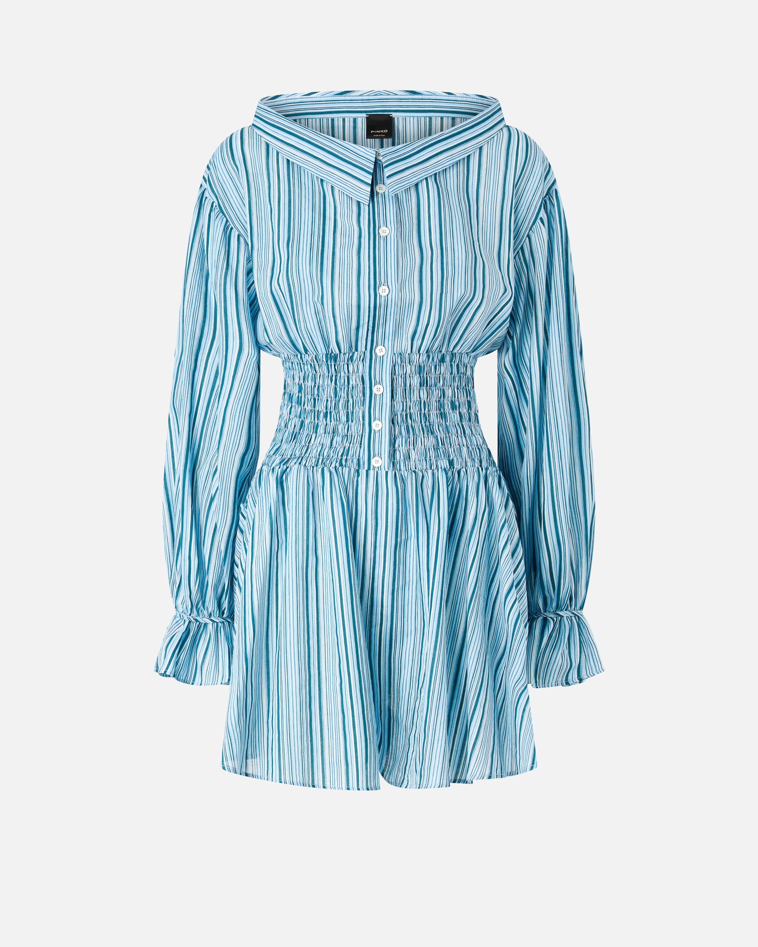 Striped Shirred Jumpsuit