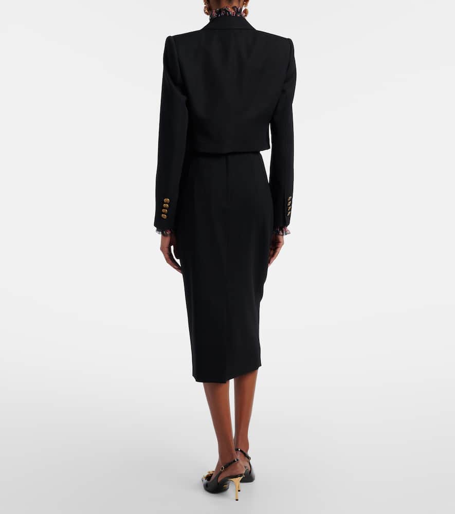 Wool-blend pencil skirt
