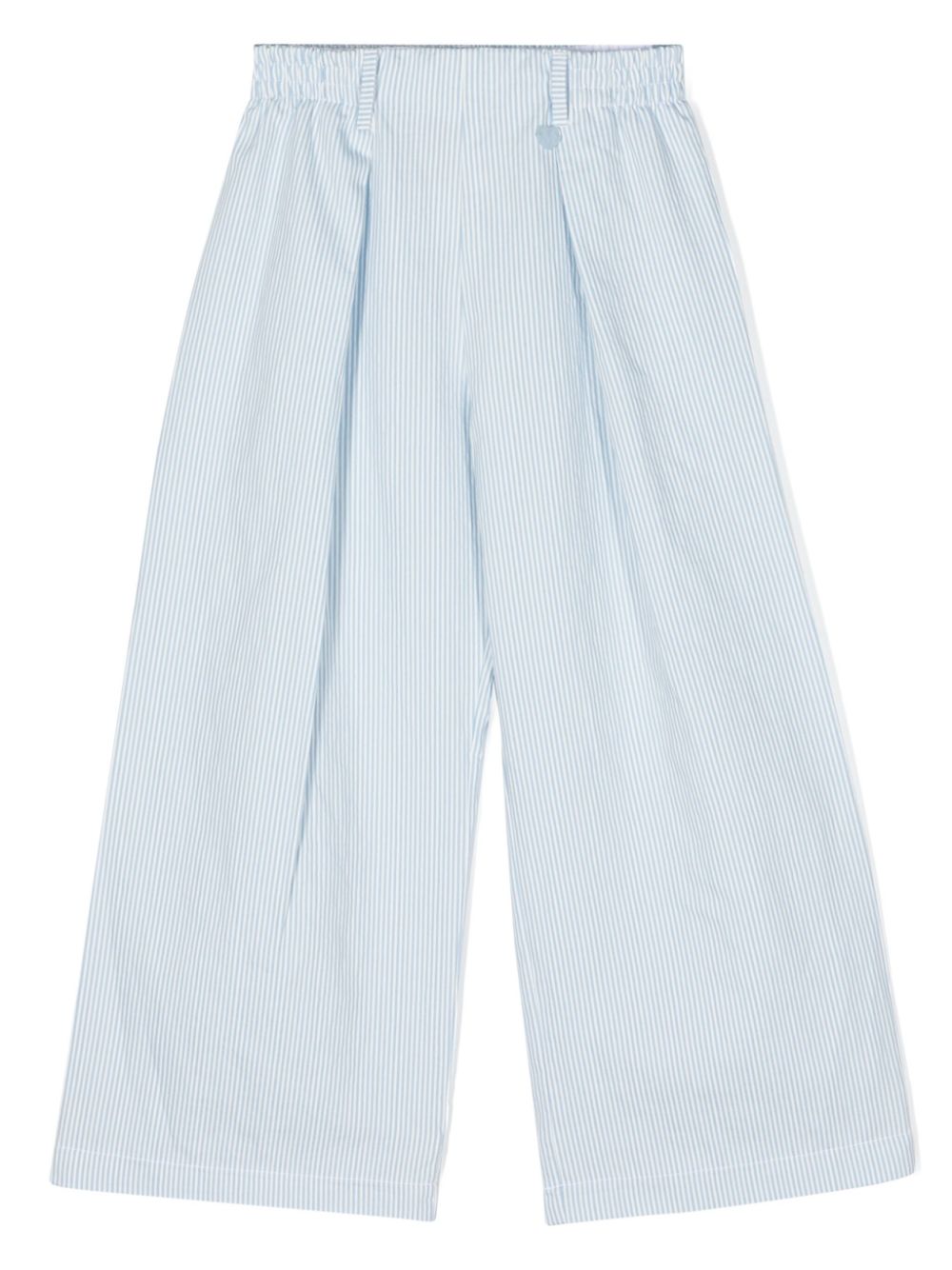 Pinstriped wide-leg trousers - Blue