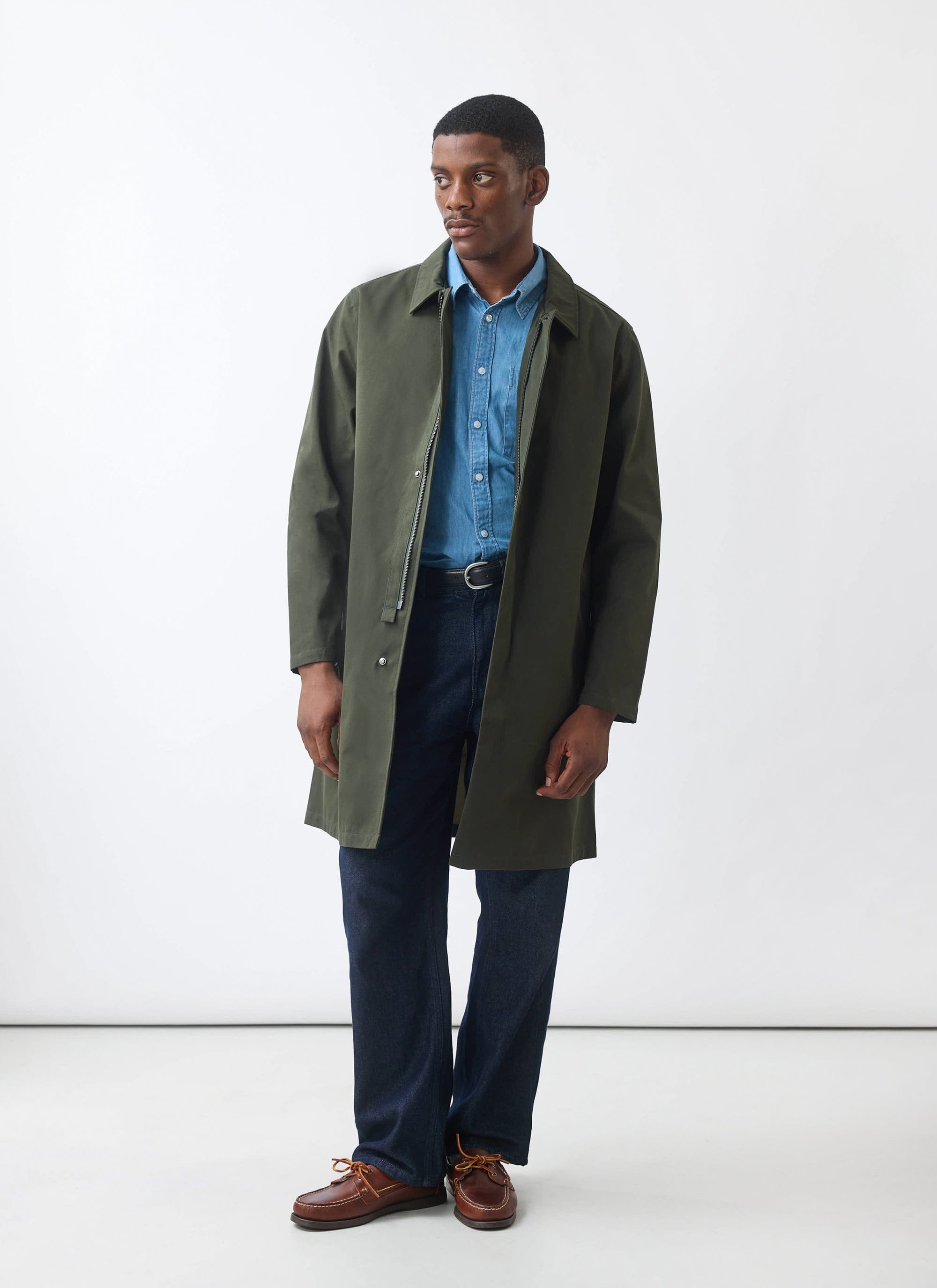 Men's Greyson Long Trench Coat Waterproof Dark Green with Green