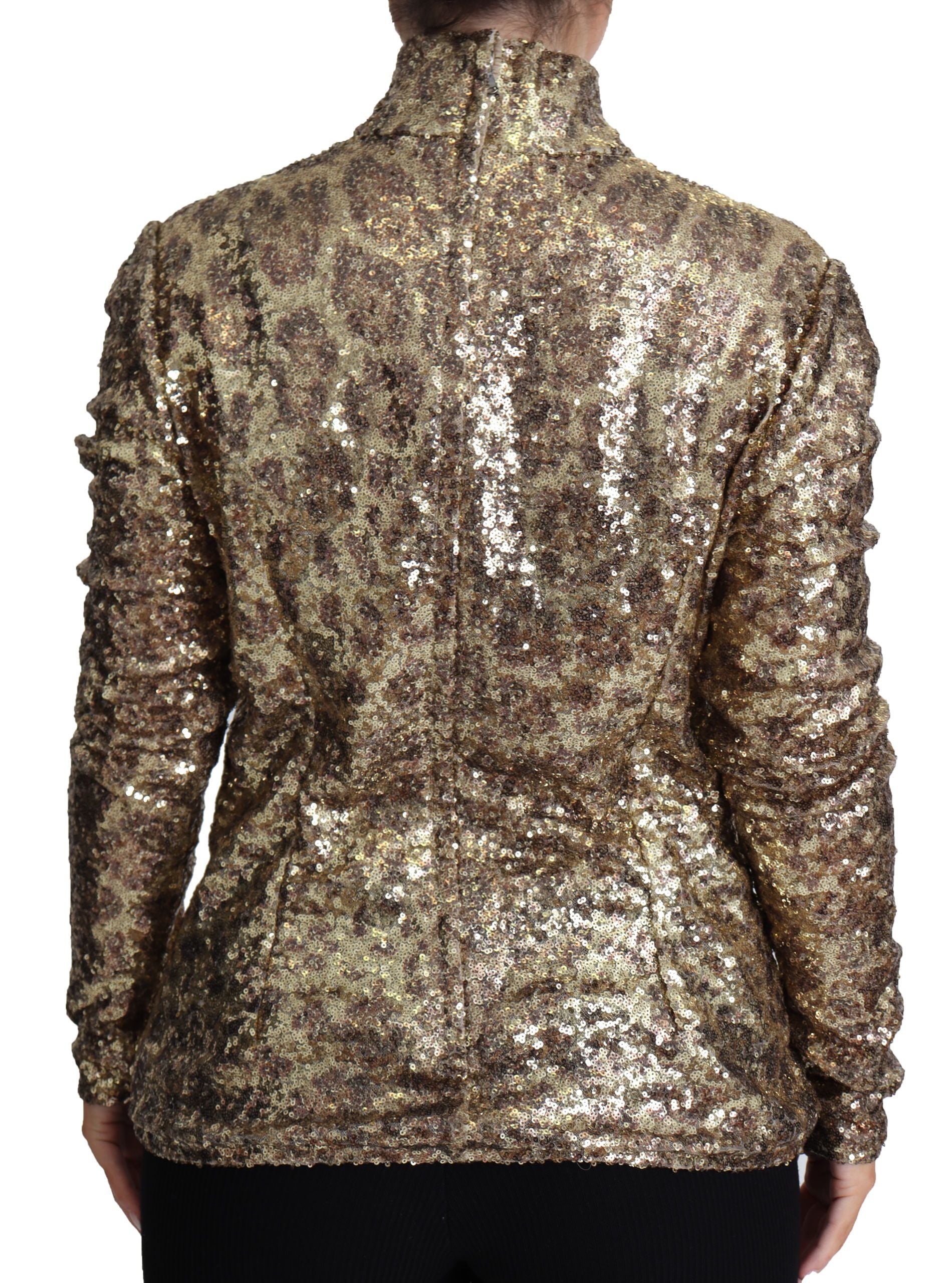 Sequin-Embellished Turtleneck Sweater — Bronze