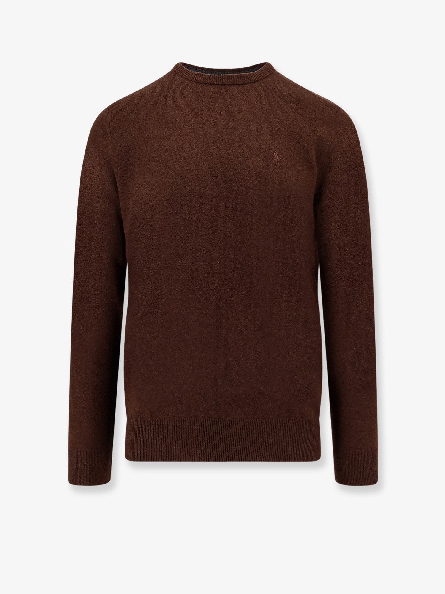Logo-Embroidered Wool Sweater — Brown