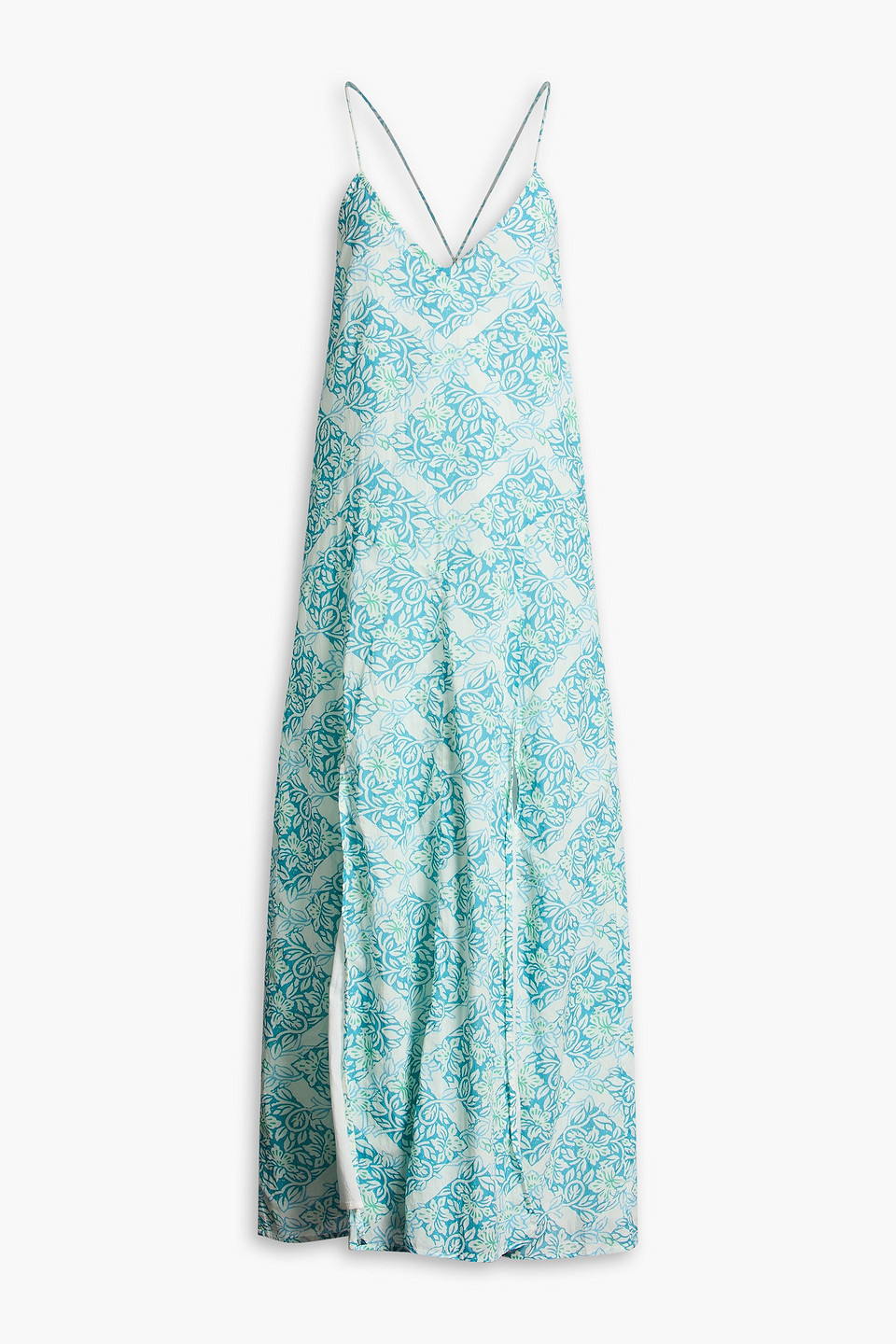 Veronica printed cotton-voile maxi dress - Blue - 2