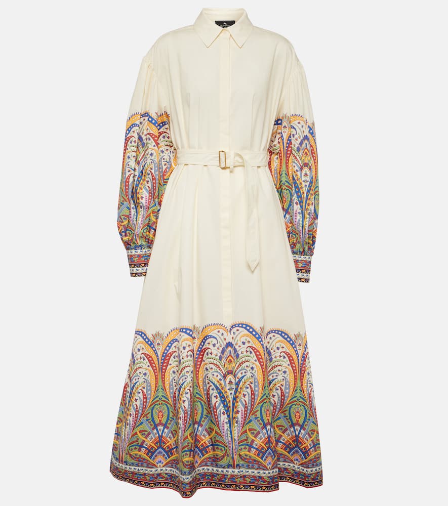 Paisley cotton midi shirt dress