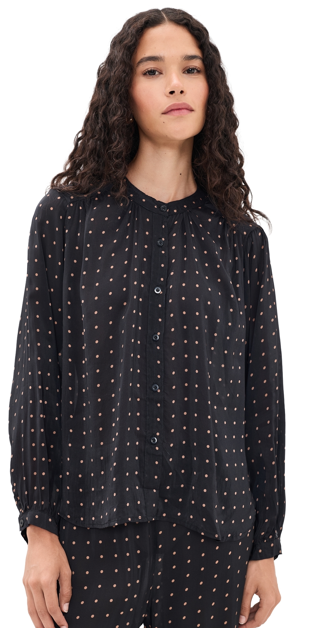 Tolan Shirt Petite Polka Dot Black & Tan