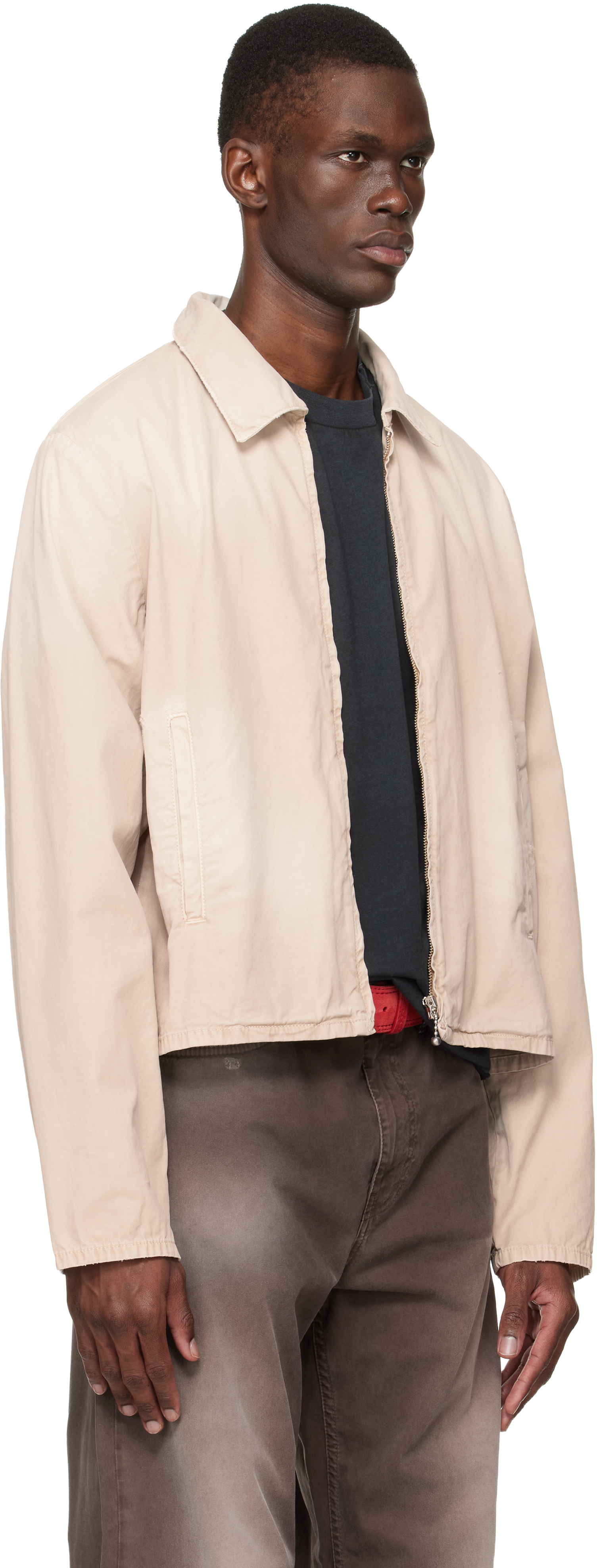 Beige Cotton Logo Jacket