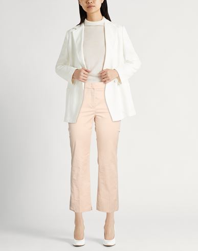 Woman Pants Cream Size 10 Cotton, Elastane