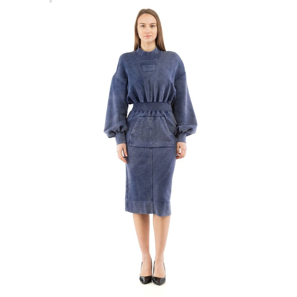 Cotton Peplum Dress — Navy