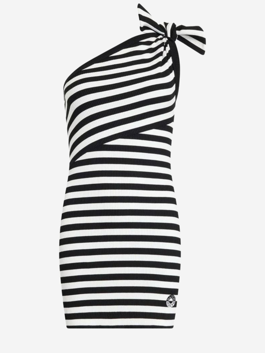 Patou - knee length dress one shoulder bow