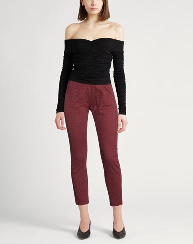 Woman Pants Burgundy Size 2 Cotton, Rubber