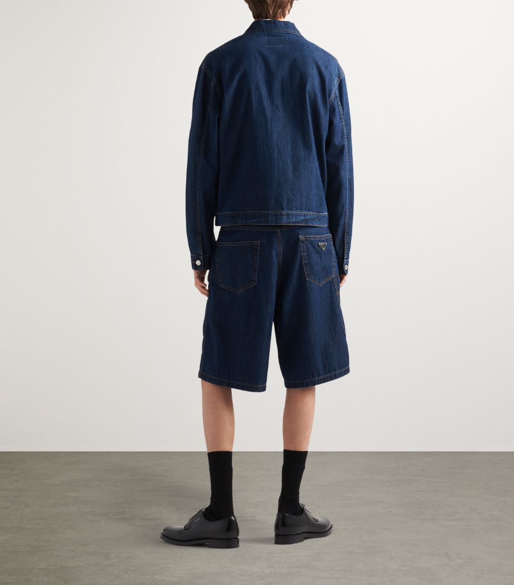 Dark-Wash Denim Bermuda Shorts