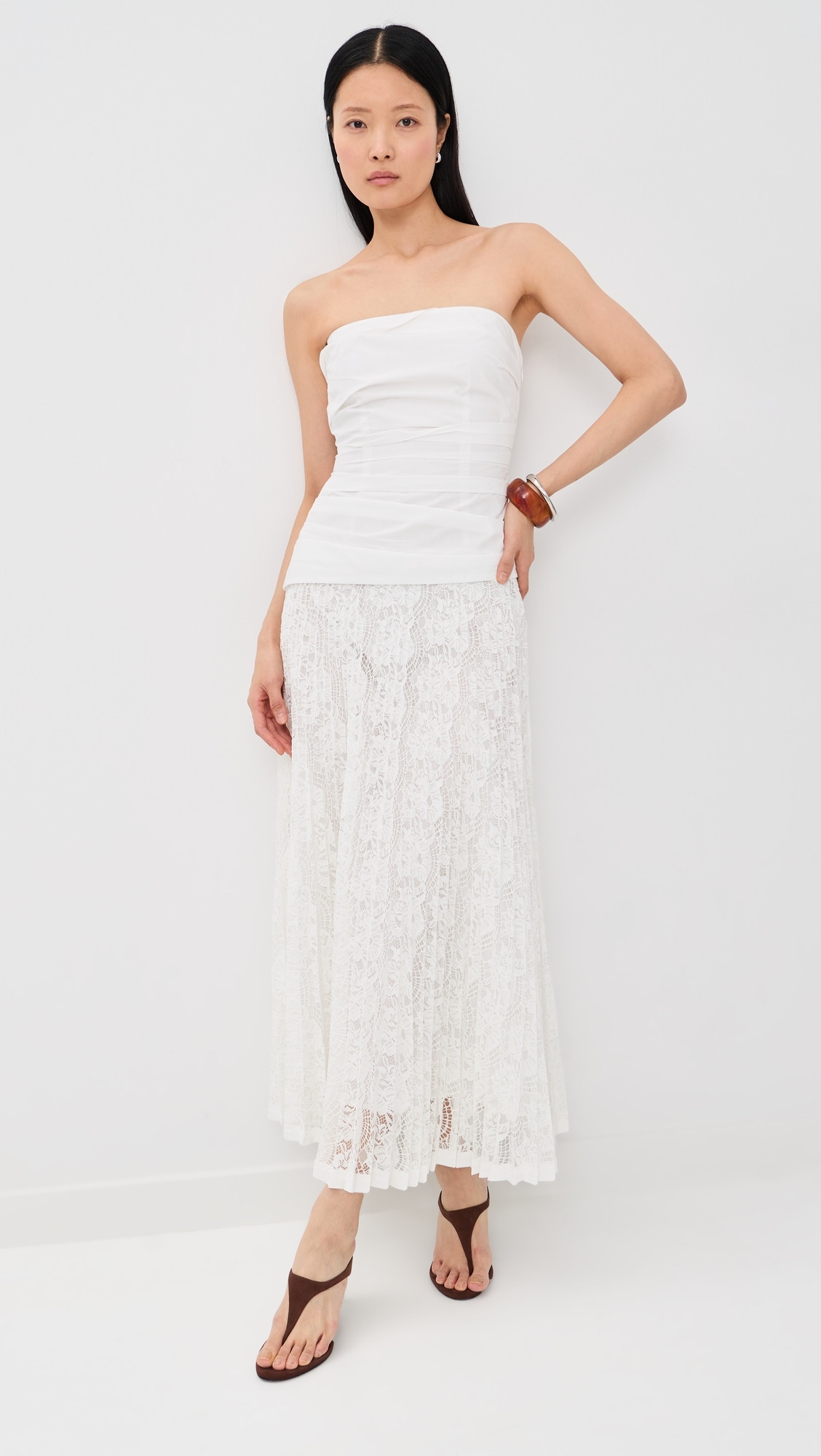Annalise Cotton Lace Midi Dress Ivory