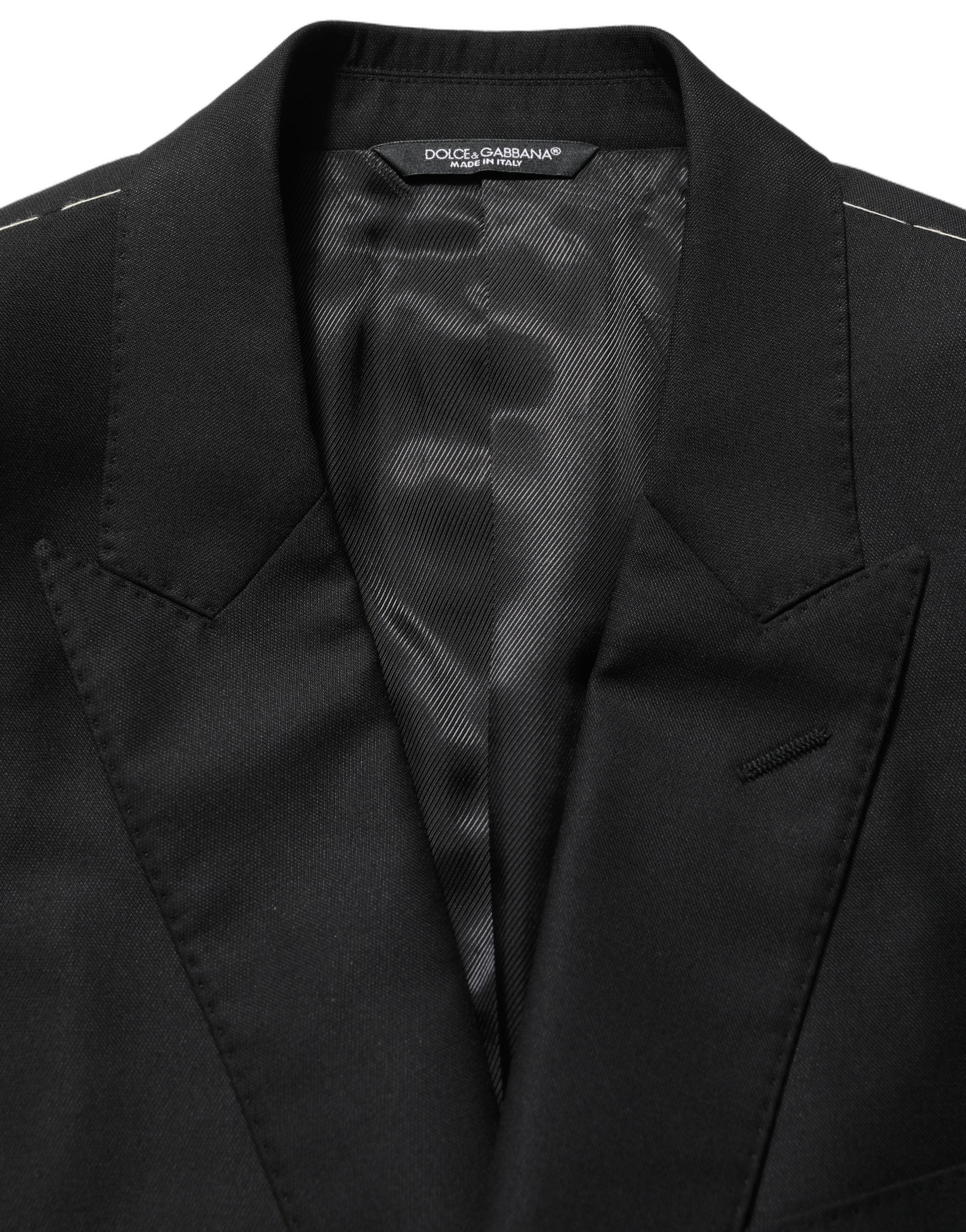 Virgin Wool & Silk Blazer — Black