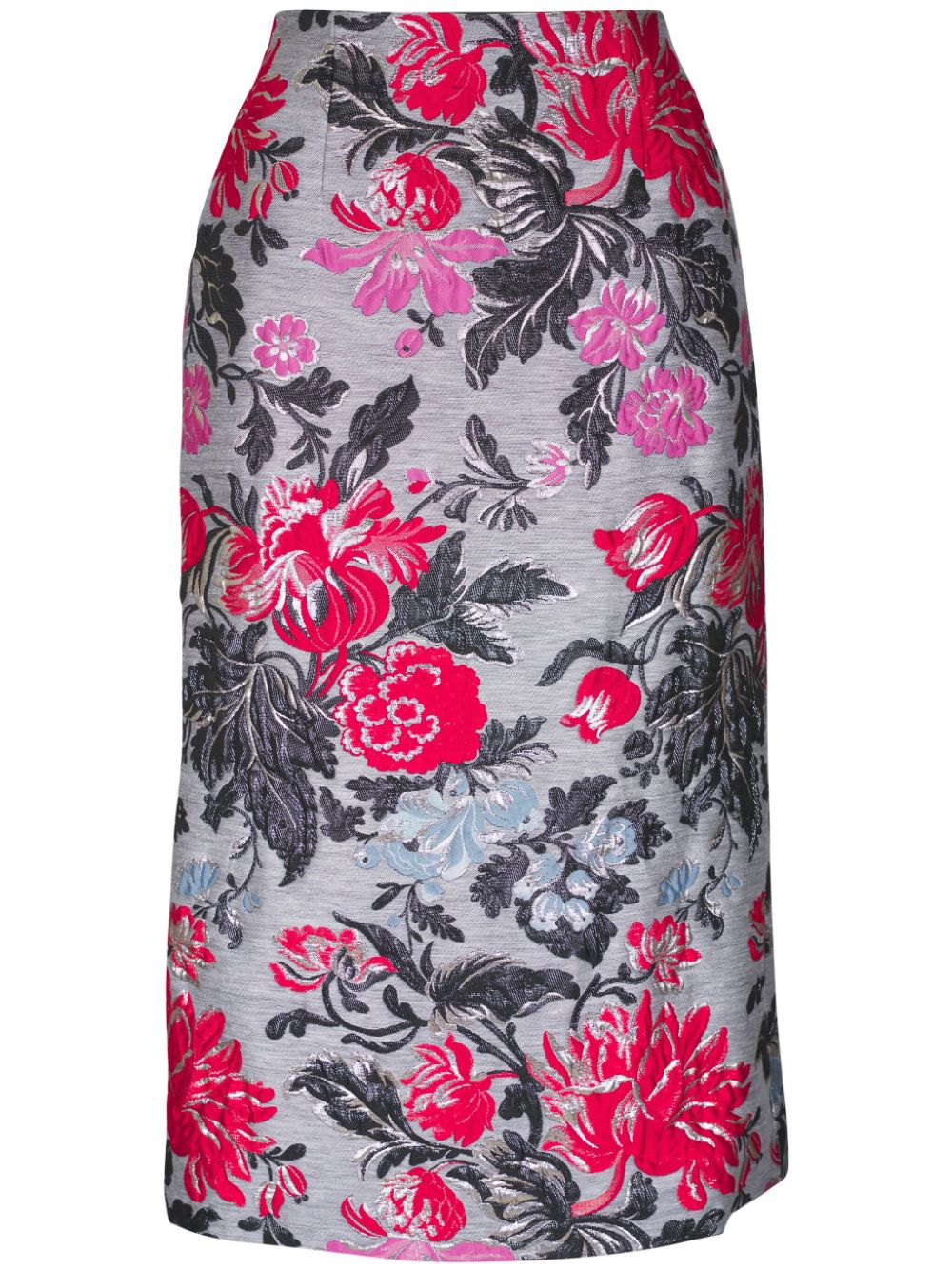 Floral-jacquard midi skirt - Grey