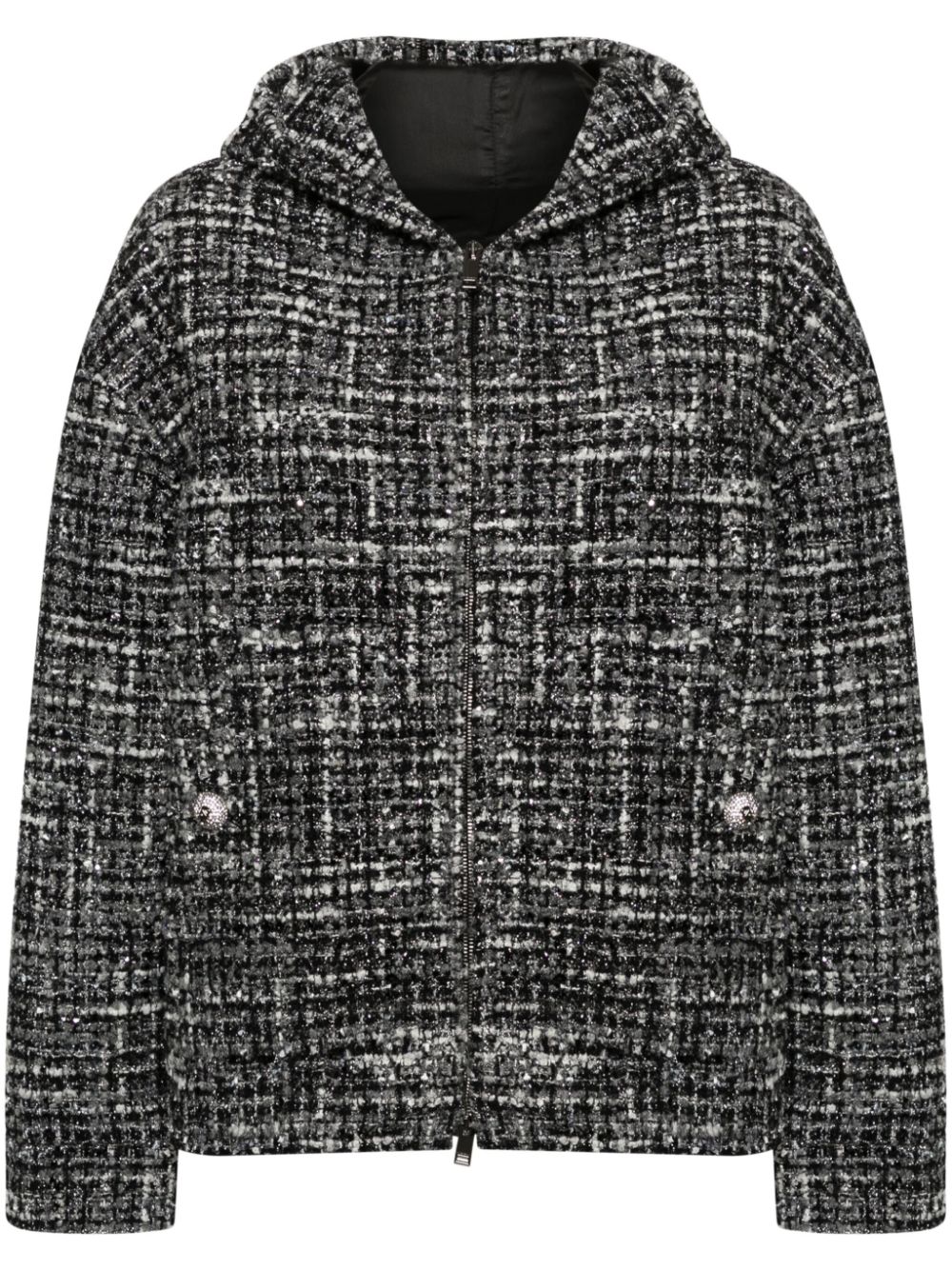 Hooded tweed jacket - White