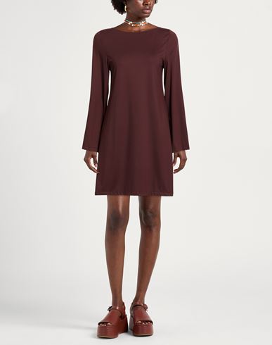 Woman Mini dress Chocolate brown Size L Polyamide, Elastane
