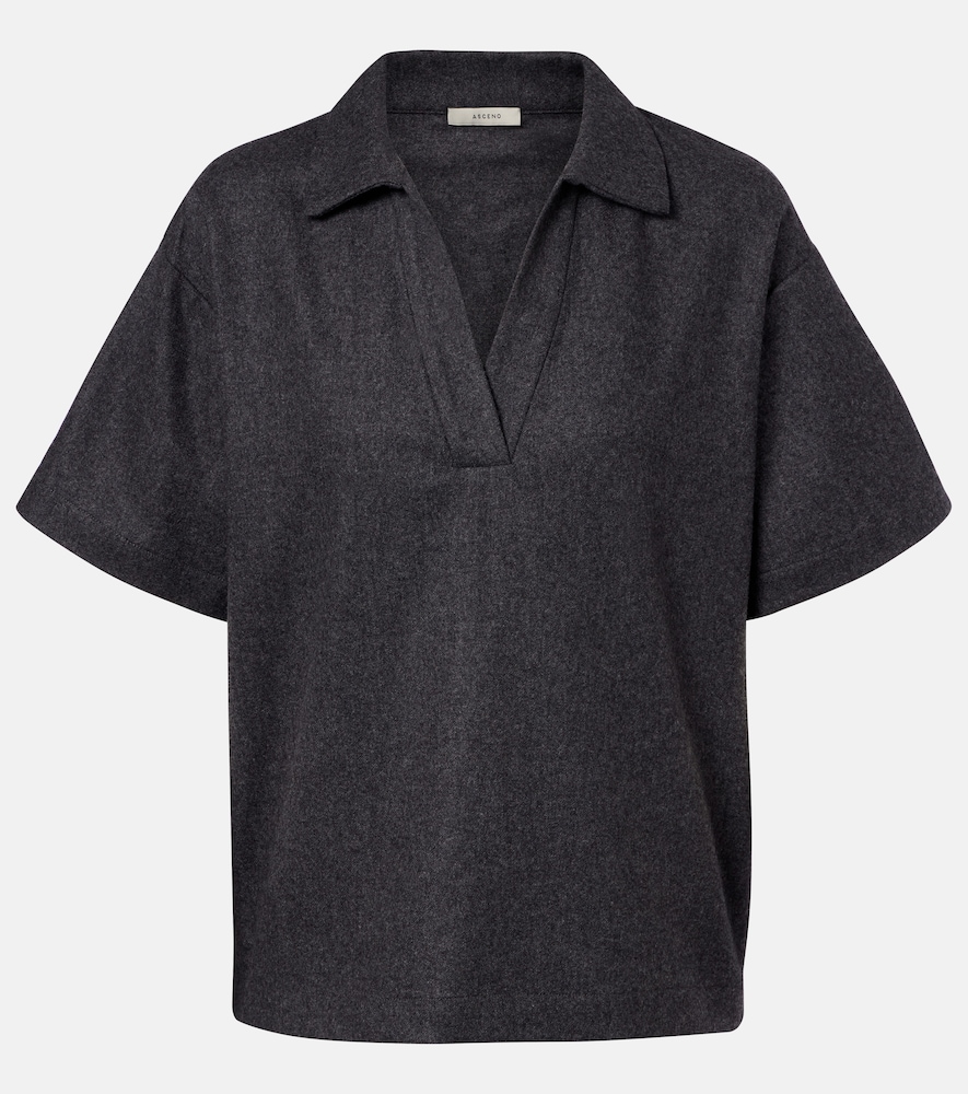 Modena wool and cashmere flannel polo shirt