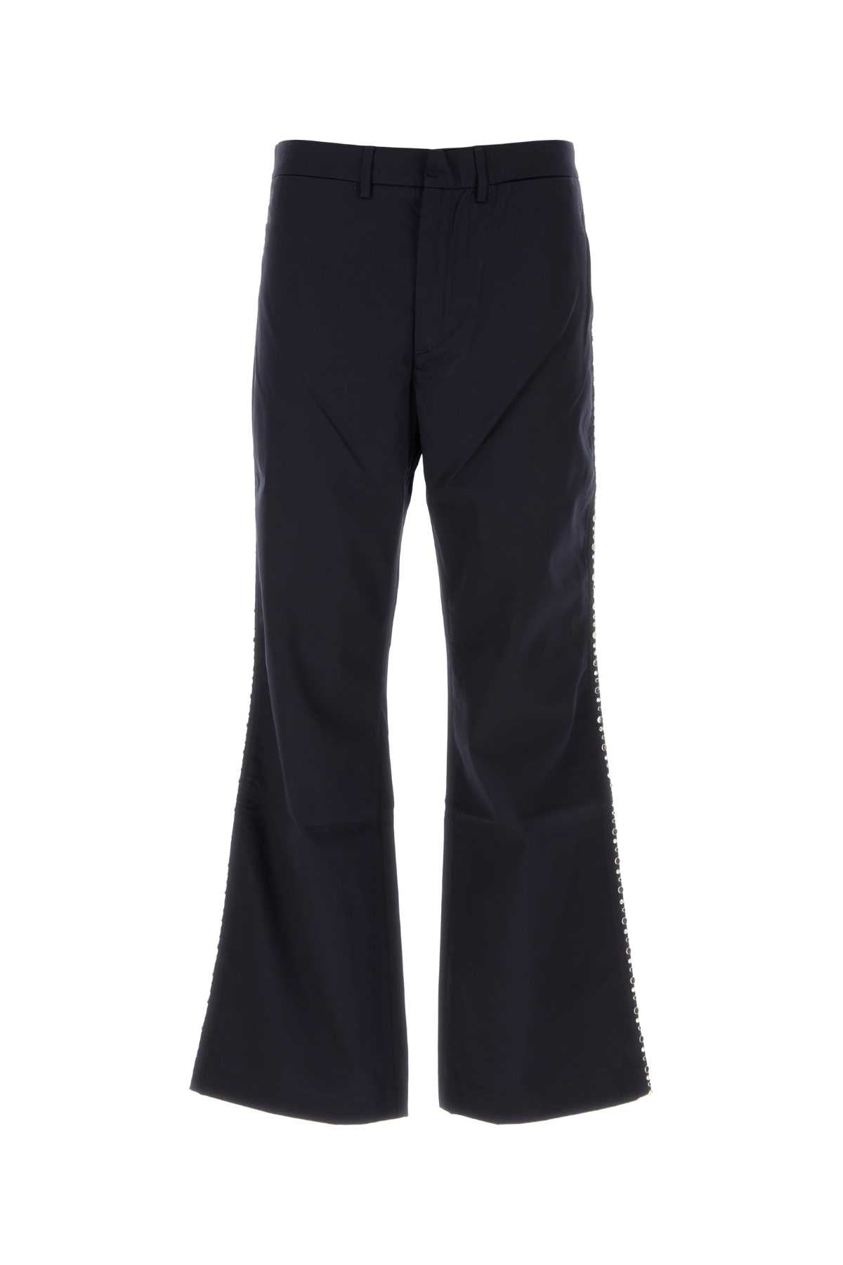 Cotton Flared Trousers — Navy