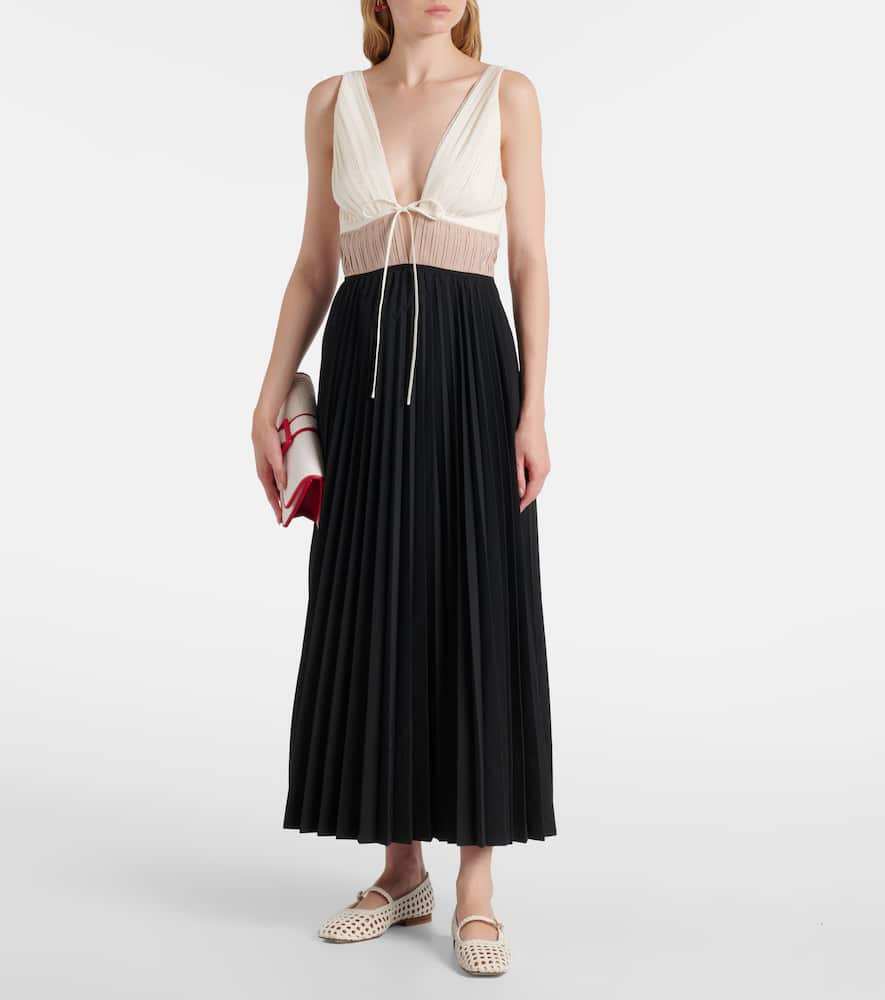 Stephanie pleated poplin midi dress