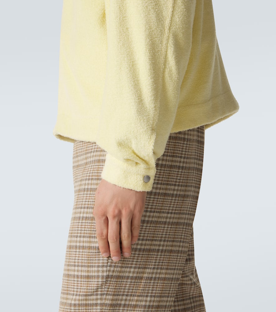 Cotton-blend pile zip-up hoodie
