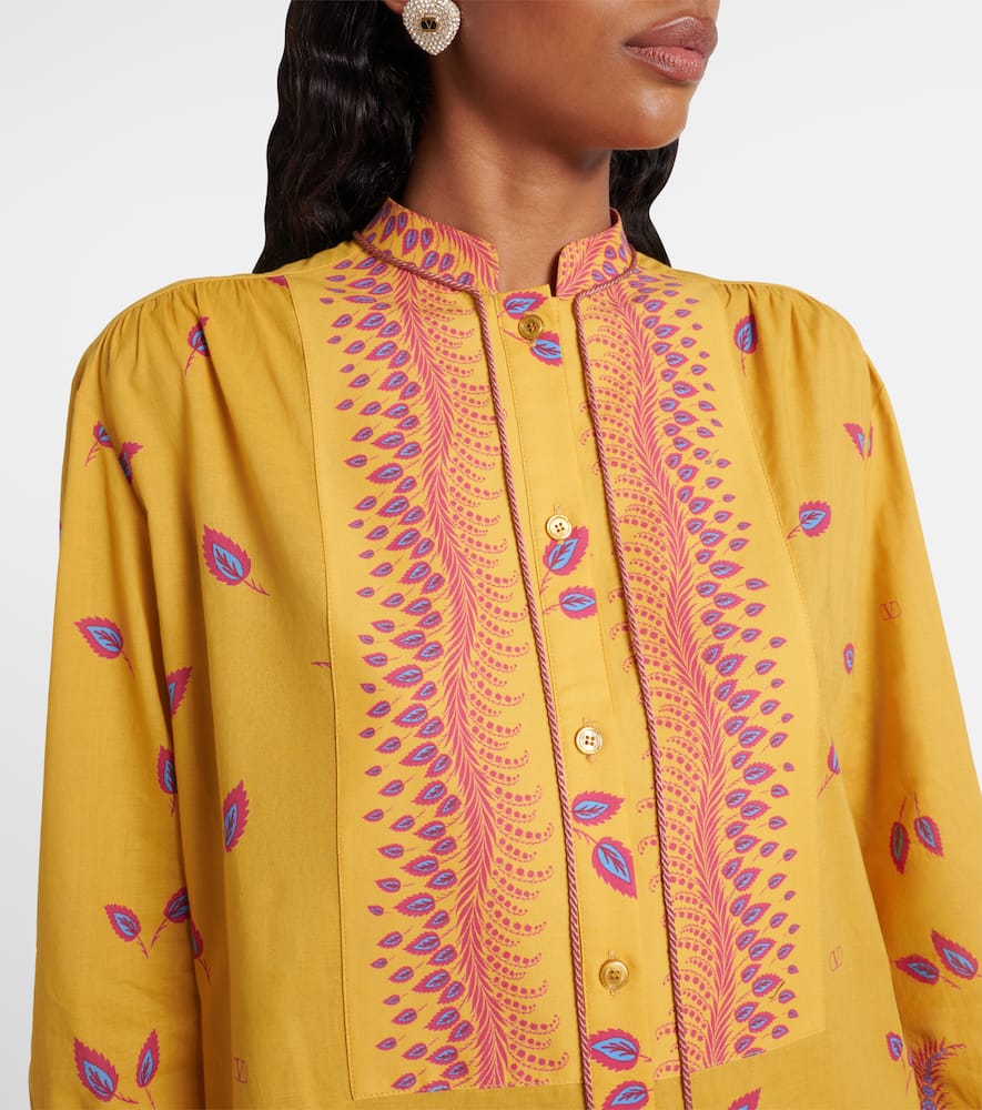 Printed cotton muslin shirt dress