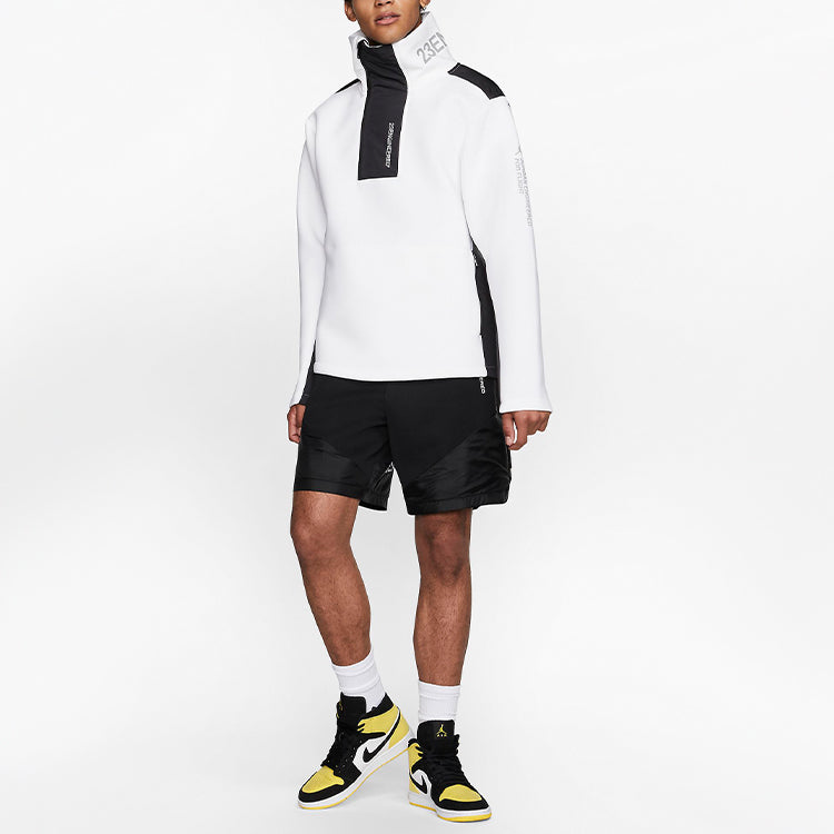 Air 23 Engineered Stand Collar Knit Contrasting Colors Half Zipper White