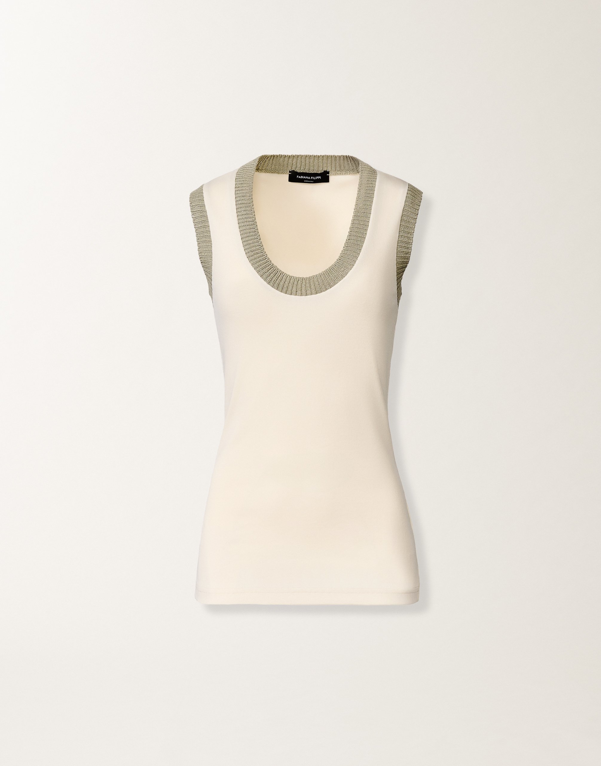 Jersey tank top in butter and khaki