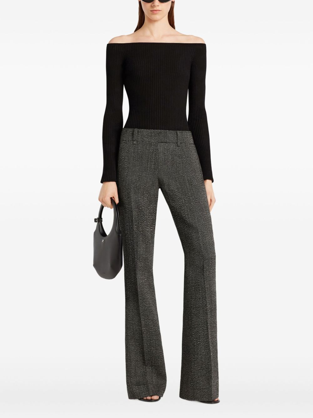 Off-shoulder ribbed top - Black