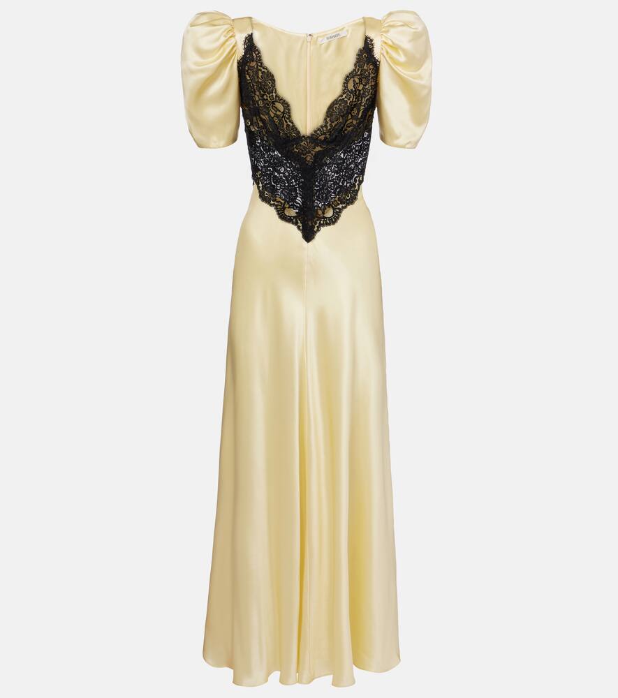 Rodarte Lace-trimmed silk charmeuse gown
