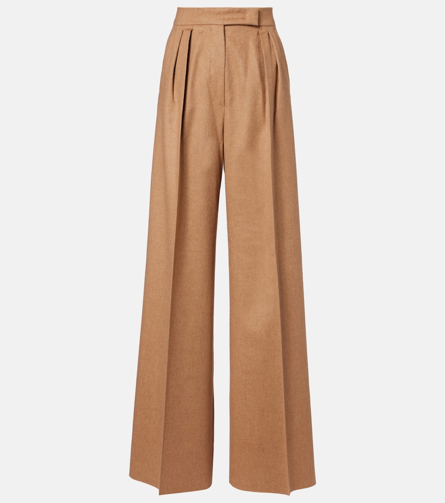 Ori pleated camel hair wide-leg pants