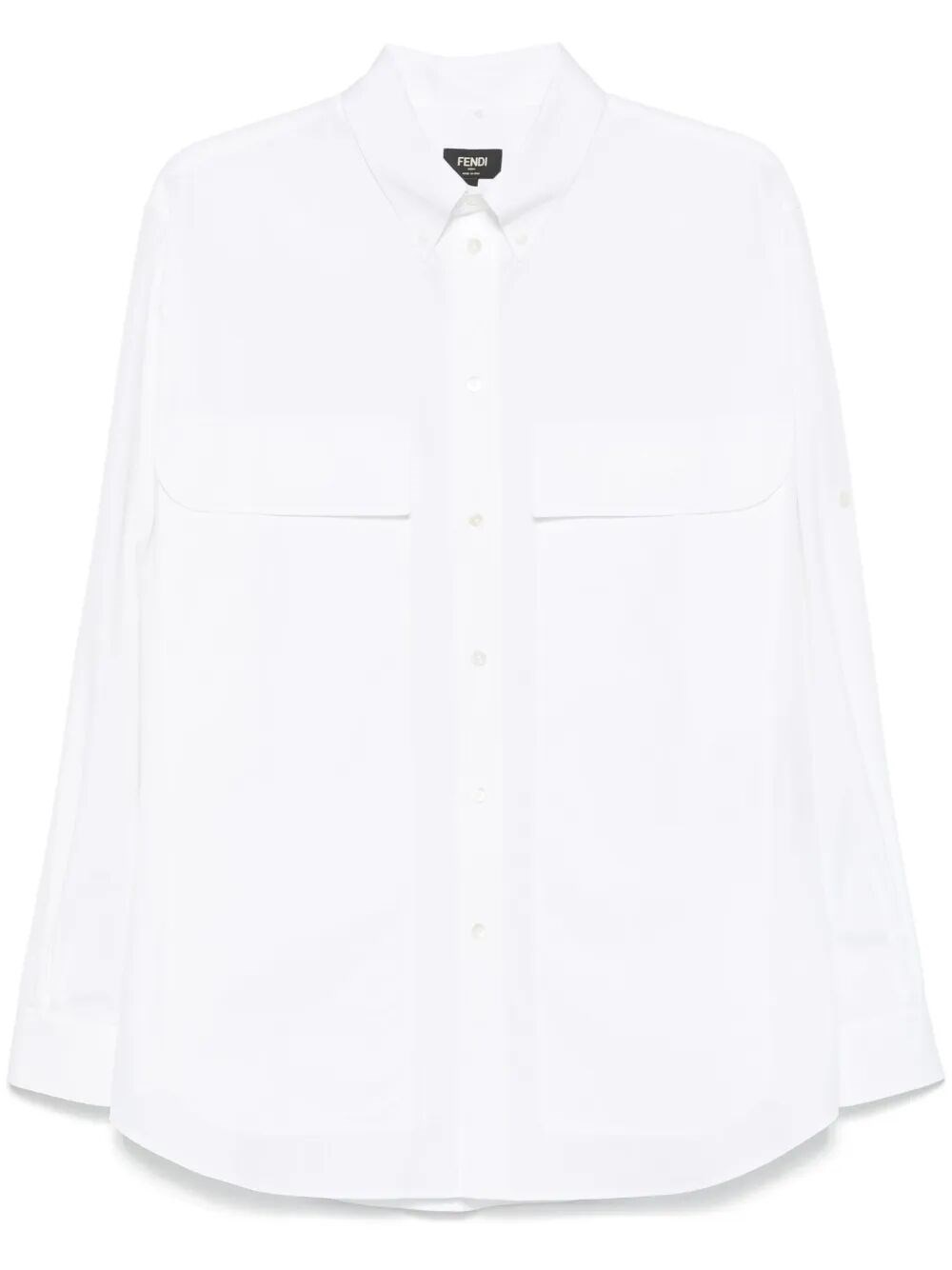 Topstitched Roma Lettering Cotton Shirt