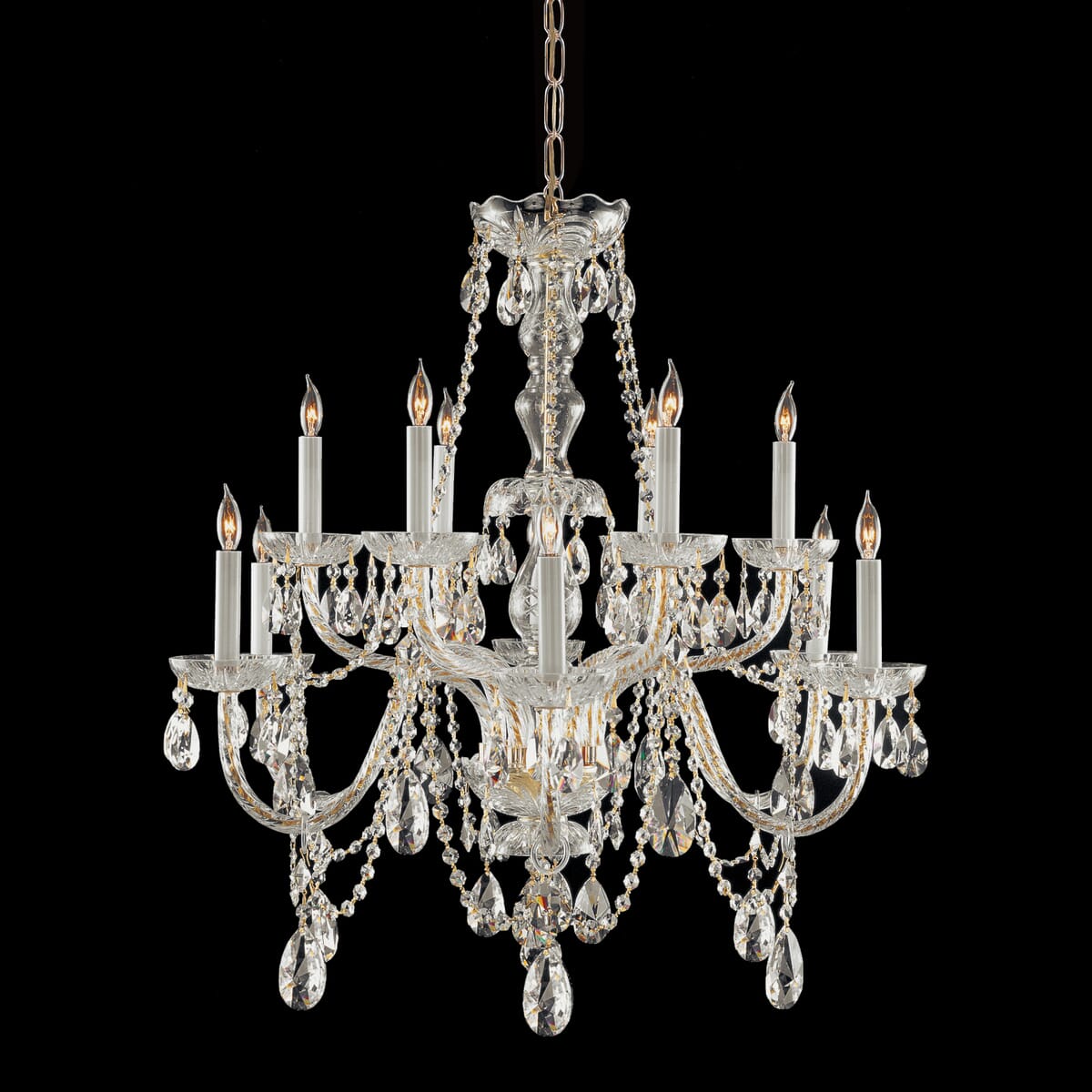 Traditional Crystal 12-Light 26" Traditional Chandelier in Polished Brass with Clear Spectra Crysta