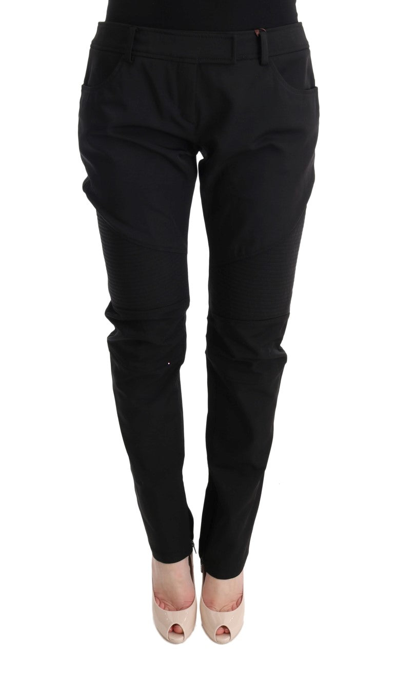 Cotton Slim Fit Trousers — Black