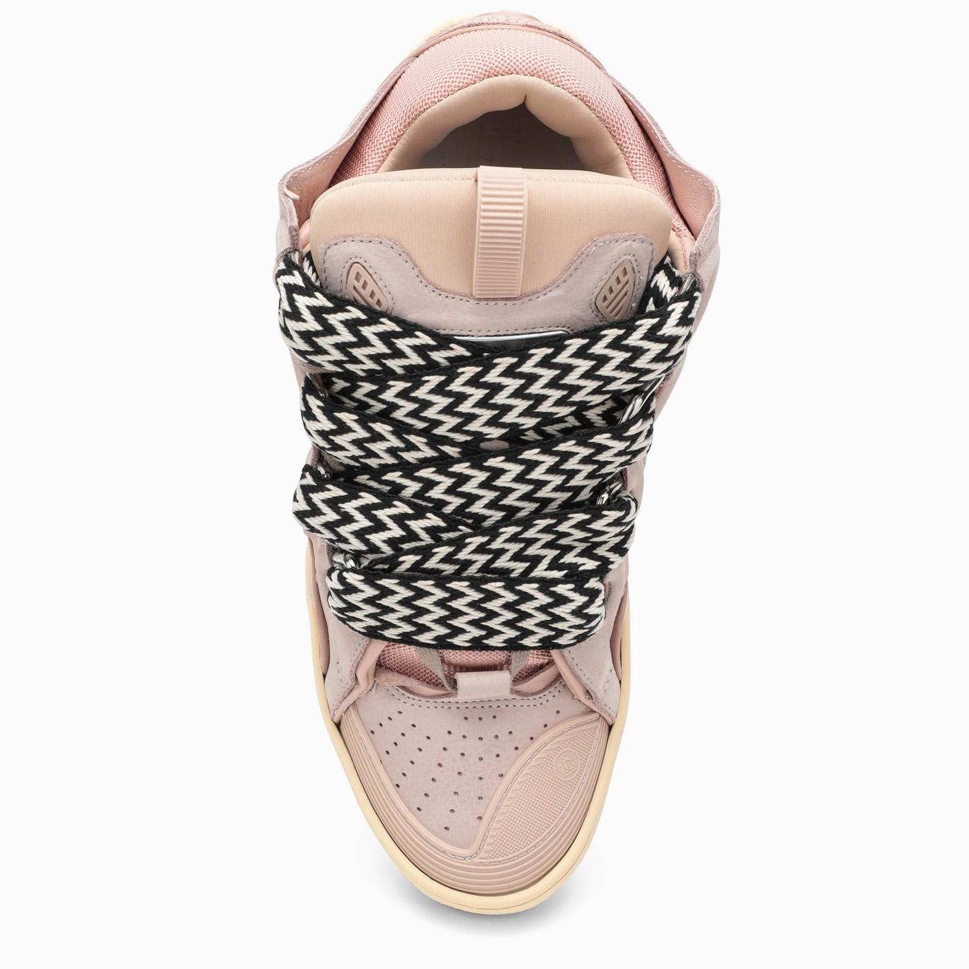 Pink Leather Curb Sneakers