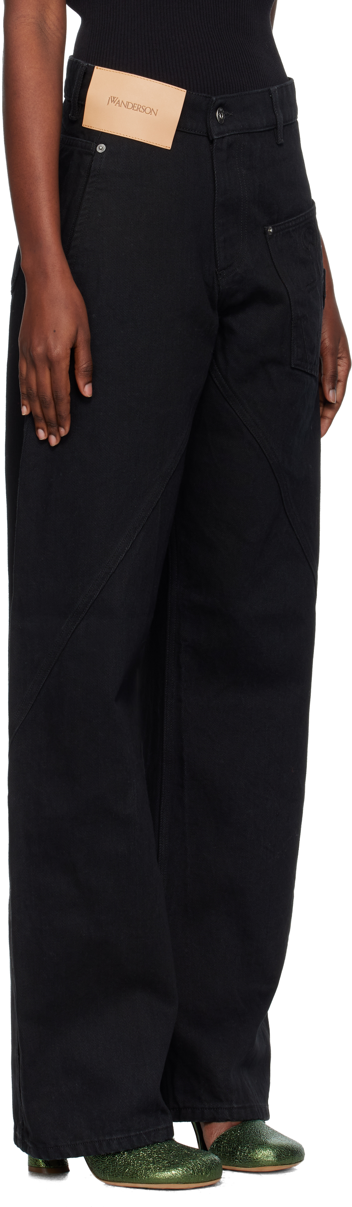 Black Twisted Workwear Jeans