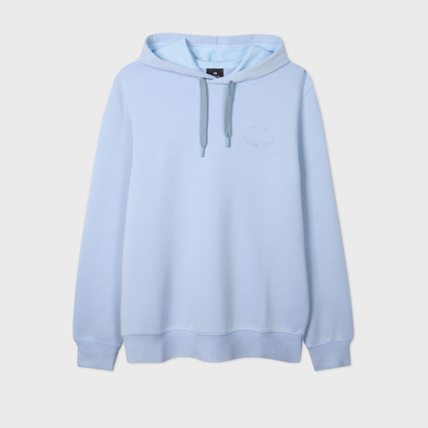 Light Blue Embossed 'Happy' Hoodie