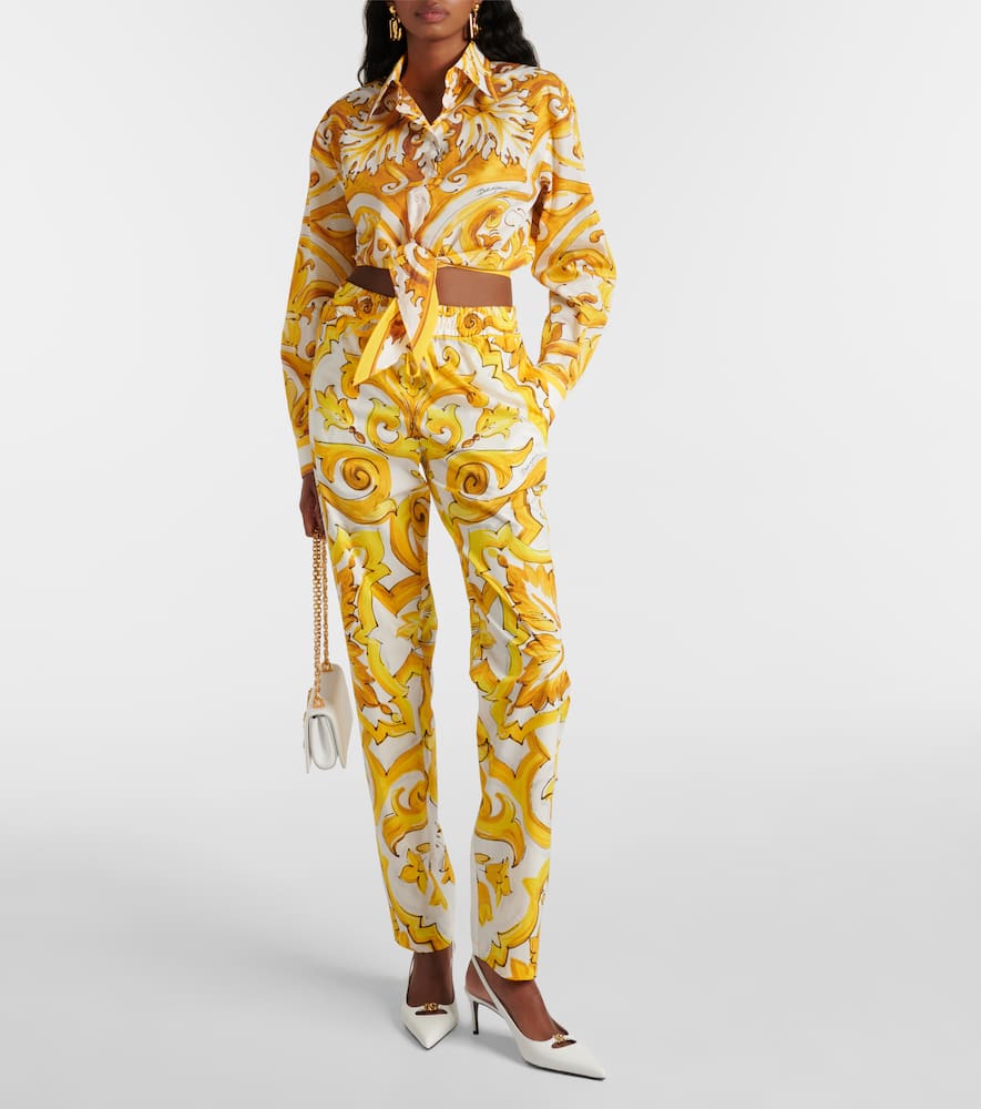 Majolica high-rise cotton straight pants
