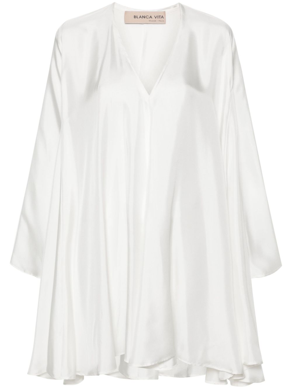 V-neck silk minidress - White