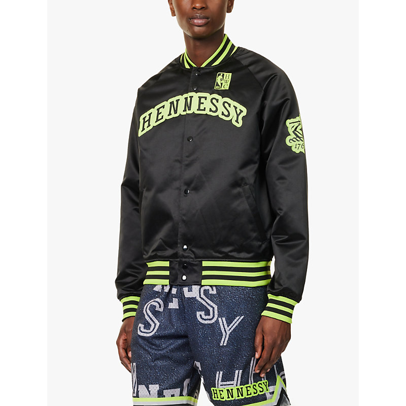 Mens Black X Mitchell & Ness Brand-embroidery Regular-fit Satin Track Jacket 