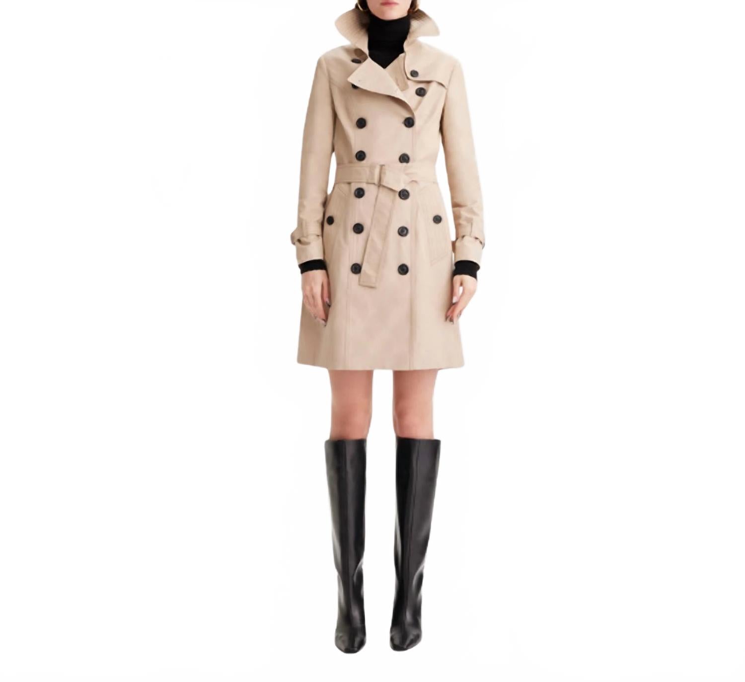 Chloe Double Breasted Trench Coat In Sustained Grey