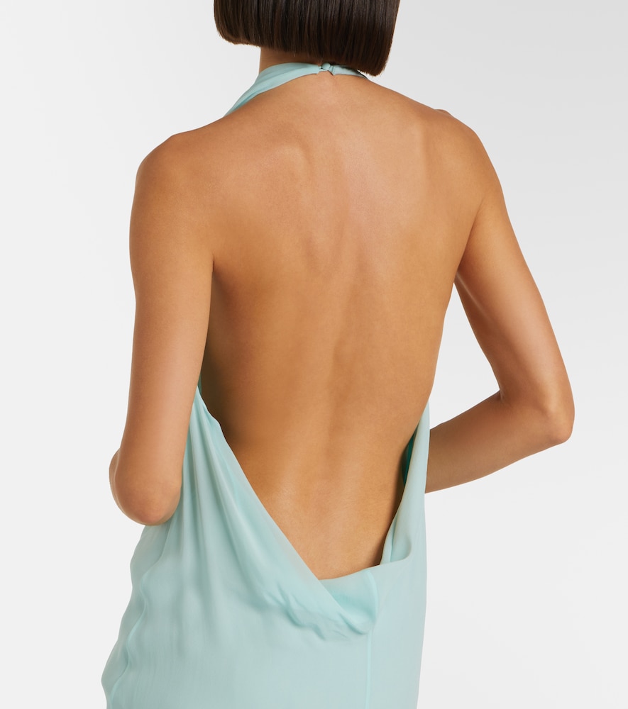 Draped sheer silk crêpe georgette gown